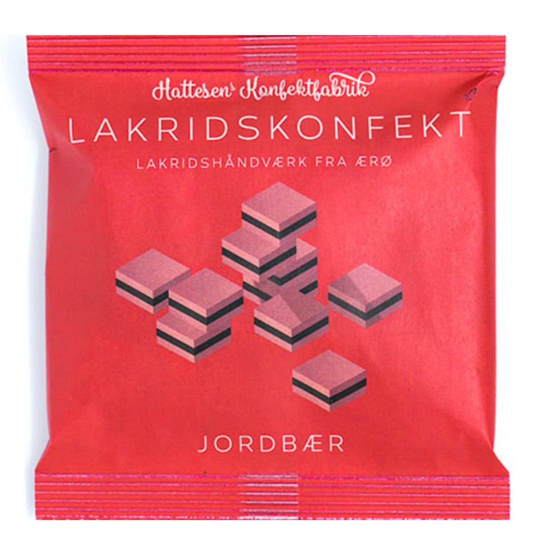 Konfektstykker med Jordbær- Hattesens Konfektfabrik - Gourmet-Butikken